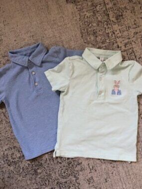 🧡3/15 Janie and Jack Cotton Polo Bundle x 2 Light Blue + Light Green Boys 3